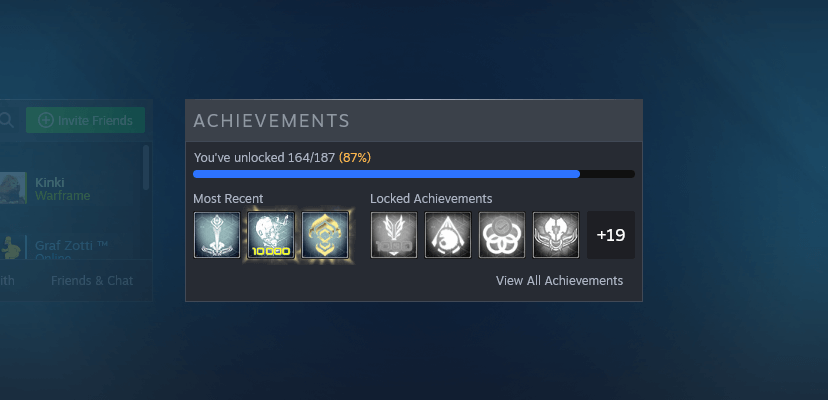Showcasing Steam Achievements feature in the Overlay.