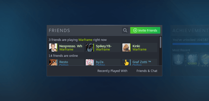 Showing the Steam Friends feature.